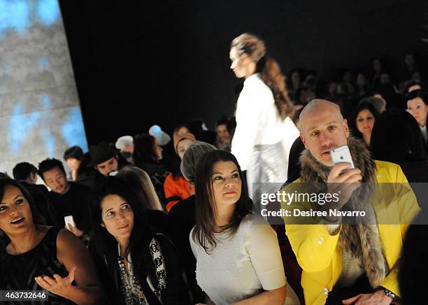 Actress Mariska Hargitay, Amanda Ross, Gail Simmons and Robert Verdi attend the Lela Rose fashion show during Mercedes-Benz Fashion Week Fall 2015 at...