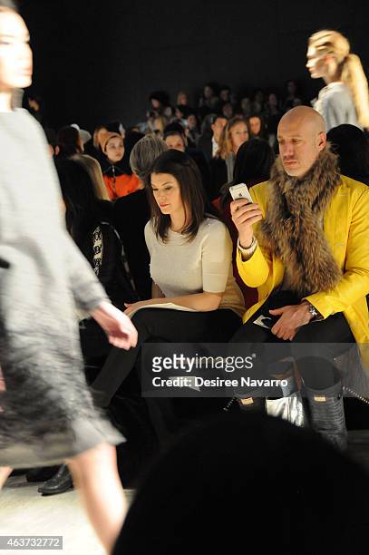 Gail Simmons and Robert Verdi attend the Lela Rose fashion show during Mercedes-Benz Fashion Week Fall 2015 at The Pavilion at Lincoln Center on...