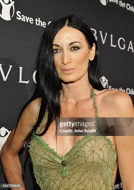 Model Regina Salpagarova attends BVLGARI and Save The Children STOP. THINK. GIVE. Pre-Oscar Event at Spago on February 17, 2015 in Beverly Hills,...