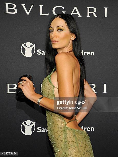 Model Regina Salpagarova attends BVLGARI and Save The Children STOP. THINK. GIVE. Pre-Oscar Event at Spago on February 17, 2015 in Beverly Hills,...