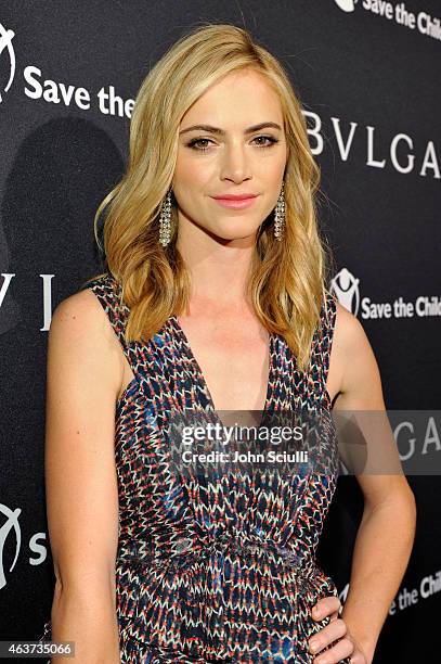 Actress Emily Wickersham attends BVLGARI and Save The Children STOP. THINK. GIVE. Pre-Oscar Event at Spago on February 17, 2015 in Beverly Hills,...