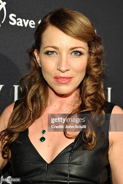 Actress Sanny Van Heteren attends BVLGARI and Save The Children STOP. THINK. GIVE. Pre-Oscar Event at Spago on February 17, 2015 in Beverly Hills,...