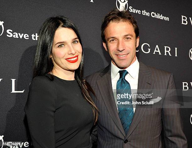 Sonia Amoruso and Alessandro Del Piero attends BVLGARI and Save The Children STOP. THINK. GIVE. Pre-Oscar Event at Spago on February 17, 2015 in...