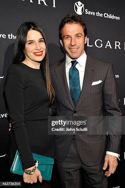 Alessandro Del Piero and Sonia Amoruso attends BVLGARI and Save The Children STOP. THINK. GIVE. Pre-Oscar Event at Spago on February 17, 2015 in...