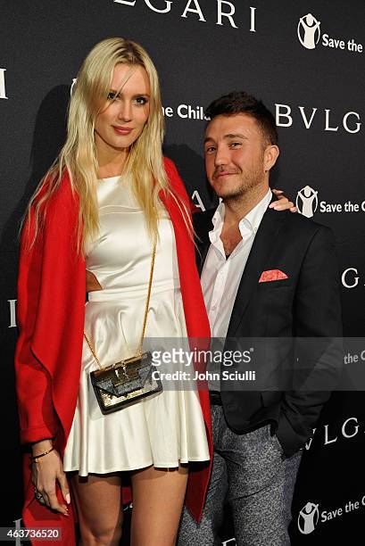 Celesta Hodge and Ennis Kamcili attend BVLGARI and Save The Children STOP. THINK. GIVE. Pre-Oscar Event at Spago on February 17, 2015 in Beverly...