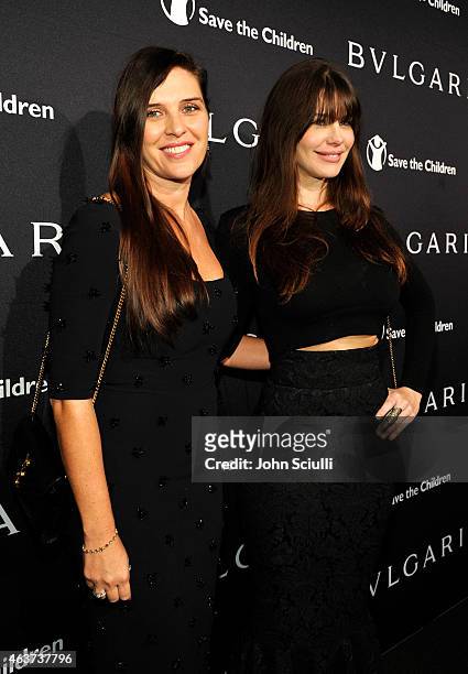 Actresses Gisella Marengo and Lucila Sola attend BVLGARI and Save The Children STOP. THINK. GIVE. Pre-Oscar Event at Spago on February 17, 2015 in...