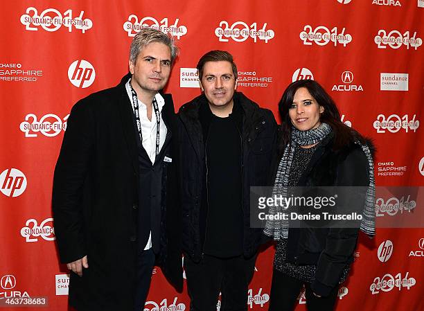Directors Dan Cutforth and Jane Lipsitz arrive with Pasquale Rotella at "Under The Electric Sky " Premiere - 2014 Sundance Film Festival at Library...