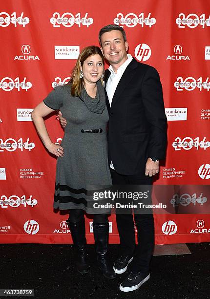 Rachel Miller and Simon Rust Lamb arrive at "Under The Electric Sky " Premiere - 2014 Sundance Film Festival at Library Center Theater on January 18,...