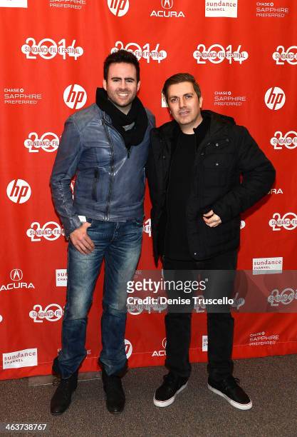 Gareth Emery and Pasquale Rotella arrive at "Under The Electric Sky " Premiere - 2014 Sundance Film Festival at Library Center Theater on January 18,...