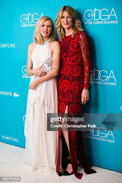 Honoree Naomi Watts and actress Laura Dern attend the 17th Costume Designers Guild Awards with presenting sponsor Lacoste at The Beverly Hilton Hotel...