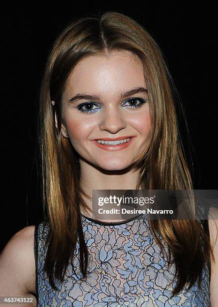 Actress Kerris Dorsey poses backstage at the Lela Rose fashion show during Mercedes-Benz Fashion Week Fall 2015 at The Pavilion at Lincoln Center on...