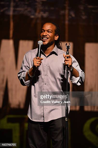 Comedian Chello performs during 'Katt Williams Growth Spurt' comedy tour at James L Knight Center on January 18, 2014 in Miami, Florida.