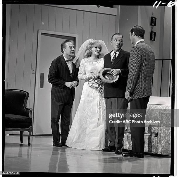 Airdate: September 17, 1966. L-R: MICKEY DEEMS;JOYCE JAMESON;HOST BING CROSBY;SID CAESAR