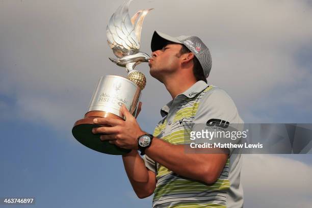 Pablo Larrazabal of Spain pictured after winning the Abu Dhabi HSBC Golf Championship at Abu Dhabi Golf Club on January 19, 2014 in Abu Dhabi, United...