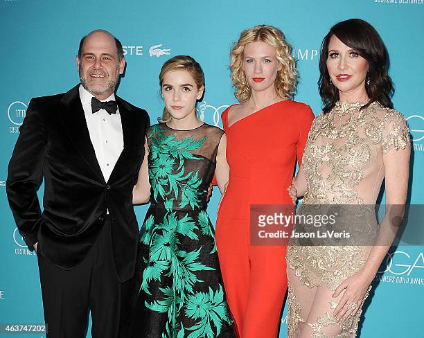 Matthew Weiner, Kiernan Shipka, January Jones and Janie Bryant attend the 17th Costume Designers Guild Awards at The Beverly Hilton Hotel on February...