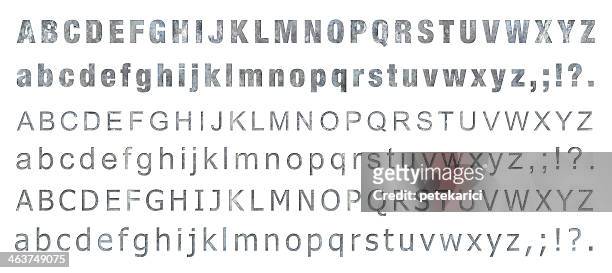 iron alphabet (clipping path) - metal letters stock illustrations