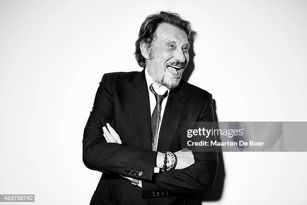 French singer and actor Johnny Hallyday poses for a portrait at the 17th Costume Designers Guild Awards on February 17, 2015 in Beverly Hills,...