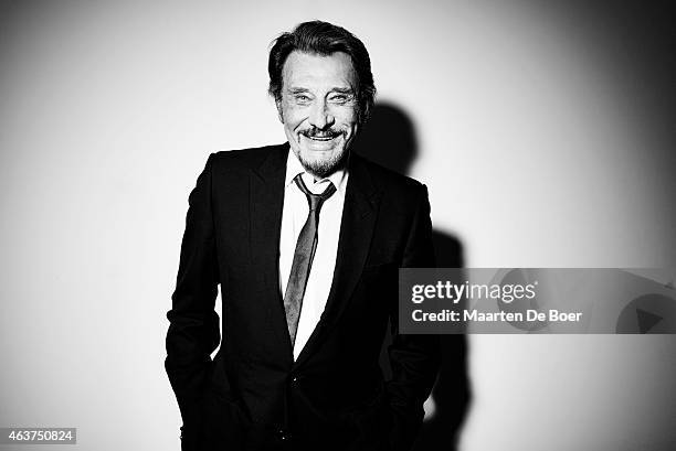 French singer and actor Johnny Hallyday poses for a portrait at the 17th Costume Designers Guild Awards on February 17, 2015 in Beverly Hills,...