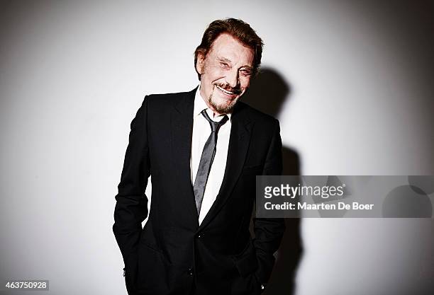 French singer and actor Johnny Hallyday poses for a portrait at the 17th Costume Designers Guild Awards on February 17, 2015 in Beverly Hills,...