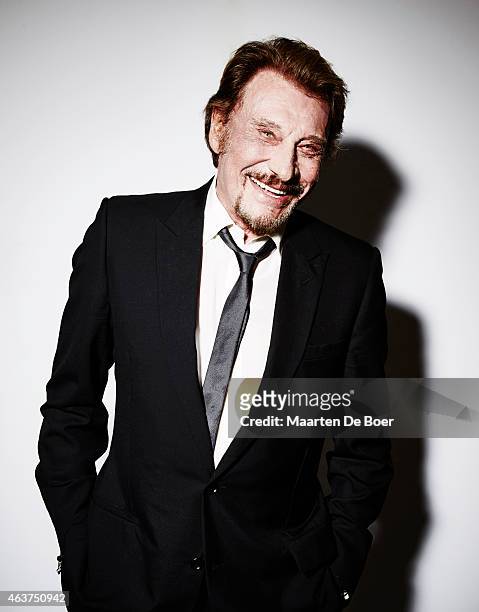 French singer and actor Johnny Hallyday poses for a portrait at the 17th Costume Designers Guild Awards on February 17, 2015 in Beverly Hills,...