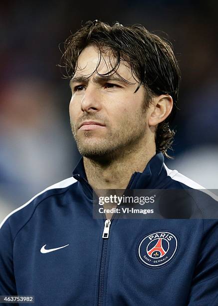 Maxwell of Paris Saint Germain during the champions laegue match between Paris Saint Germain and Chelsea at Parc des Princes on February 17, 2015 in...