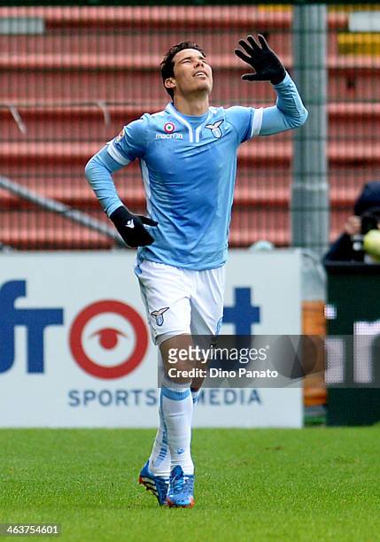 Anderson Hernanes of SS Lazio celebrate after scoring his team's third goal during the Serie A match between Udinese Calcio and SS Lazio at Stadio...