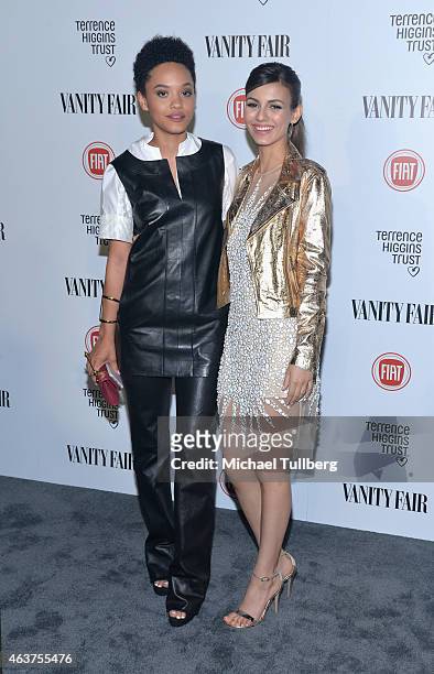 Actresses Kiersey Clemons and Victoria Justice attend the Vanity Fair And Fiat Toast To "Young Hollywood" in support of the Terrence Higgins Trust at...