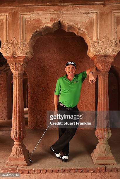 Miguel Angel Jimenez of Spain poses for a picture prior to the start of the Hero India Open Golf at Delhi Golf Club on February 18, 2015 in New...
