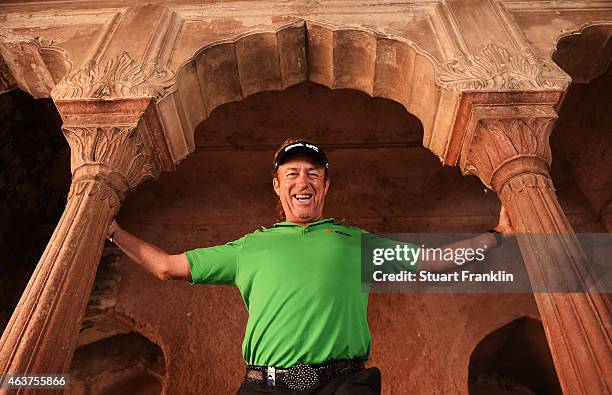 Miguel Angel Jimenez of Spain poses for a picture prior to the start of the Hero India Open Golf at Delhi Golf Club on February 18, 2015 in New...