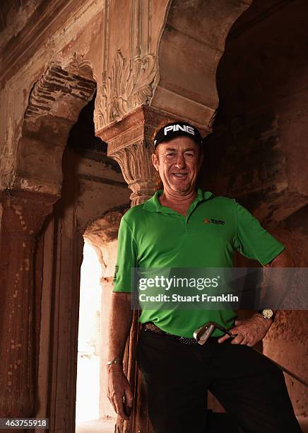 Miguel Angel Jimenez of Spain poses for a picture prior to the start of the Hero India Open Golf at Delhi Golf Club on February 18, 2015 in New...