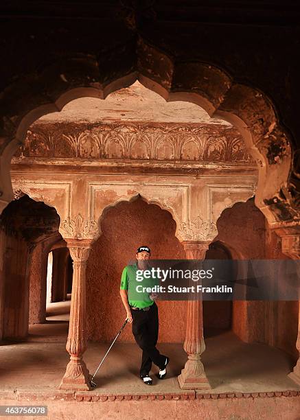 Miguel Angel Jimenez of Spain poses for a picture prior to the start of the Hero India Open Golf at Delhi Golf Club on February 18, 2015 in New...