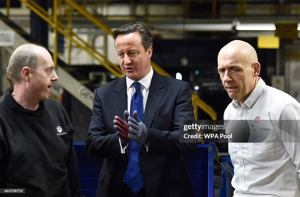 David Cameron Visit's The Vauxhall Vehicle Production Plant In Luton