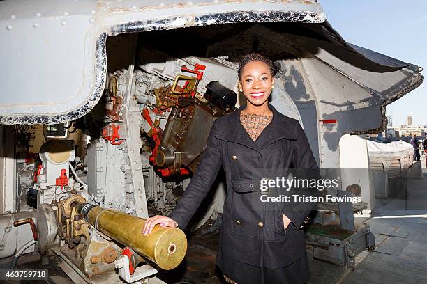 London's Official Guest of Honour, Adaeze Uyanwah fires the guns at HMS Belfast on February 18, 2015 in London, England.