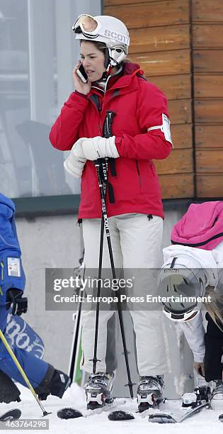 Cristina Valls-Taberner and Francisco Reynes is seen on February 14, 2015 in Baqueira Beret, Spain.