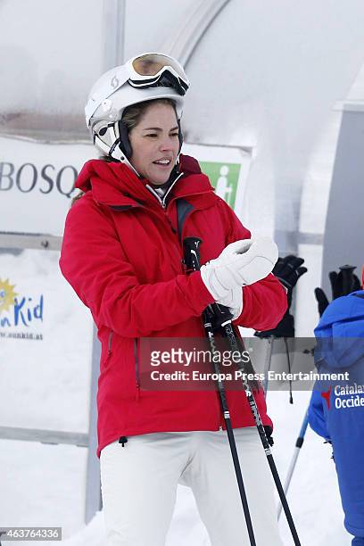 Cristina Valls-Taberner and Francisco Reynes is seen on February 14, 2015 in Baqueira Beret, Spain.