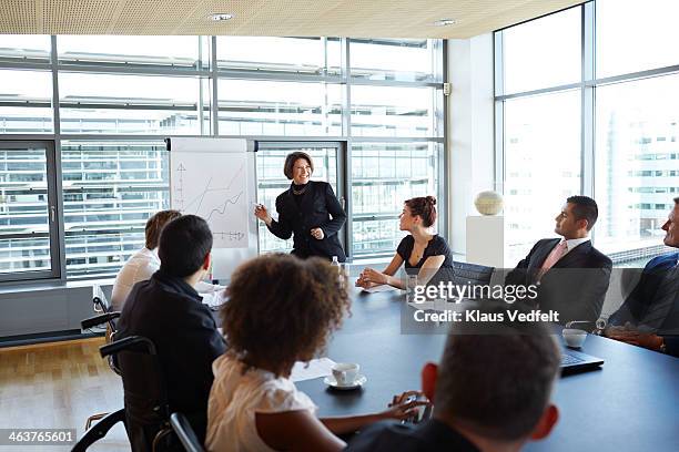 businesswoman making strategy presentation - ladies marketing day stock pictures, royalty-free photos & images