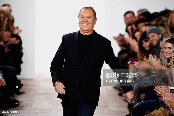 Michael Kors walks the runway at the Michael Kors fashion show during Mercedes-Benz Fashion Week Fall at Spring Studios on February 18, 2015 in New...
