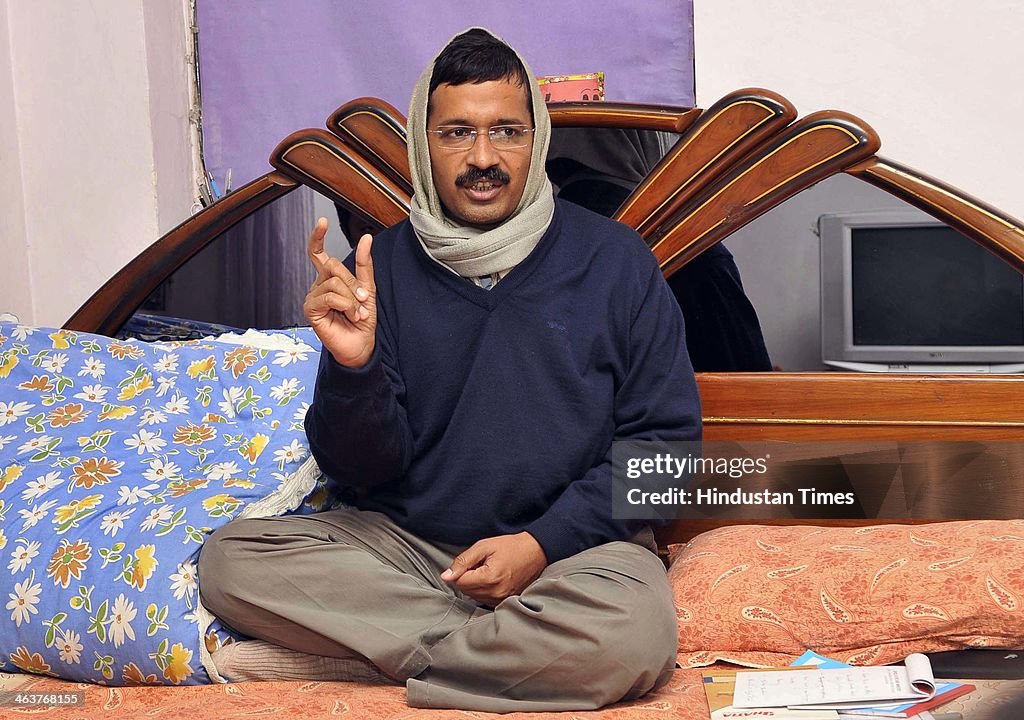 Delhi Chief Minister Arvind Kejriwal At His Kaushambi Residence