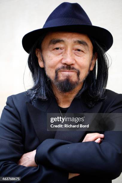 Designer Yohji Yamamoto poses before the Y-3 Menswear Fall/Winter 2014-2015 Show as part of Paris Fashion Week at Couvent des Cordeliers on January...