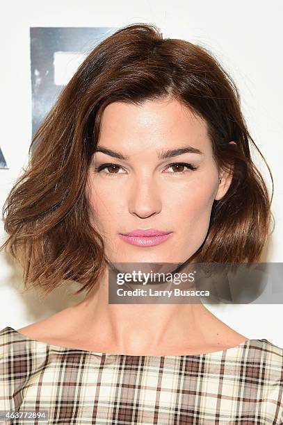 Hanneli Mustaparta poses backstage at the Michael Kors fashion show during Mercedes-Benz Fashion Week Fall 2015 at Spring Studios on February 18,...