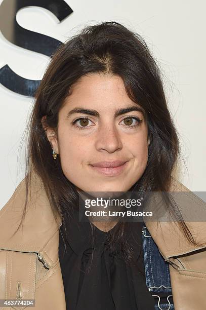 Blogger Leandra Medine of The Man Repeller poses backstage at the Michael Kors fashion show during Mercedes-Benz Fashion Week Fall 2015 at Spring...