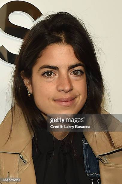 Blogger Leandra Medine of The Man Repeller poses backstage at the Michael Kors fashion show during Mercedes-Benz Fashion Week Fall 2015 at Spring...