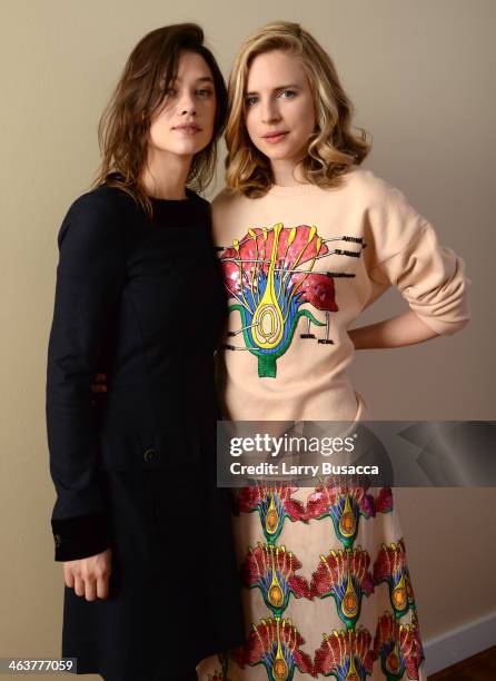 Actresses Astrid Berges-Frisbey and Brit Marling pose for a portrait during the 2014 Sundance Film Festival at the Getty Images Portrait Studio at...