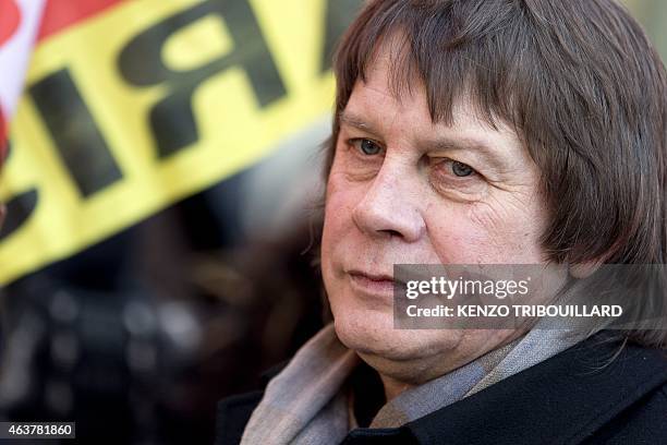 French labour union CGT former Secretary General Bernard Thibault demonstrates during a global day of action to defend the right to strike, on...