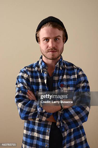 Actor Brady Corbet poses for a portrait during the 2014 Sundance Film Festival at the Getty Images Portrait Studio at the Village At The Lift...