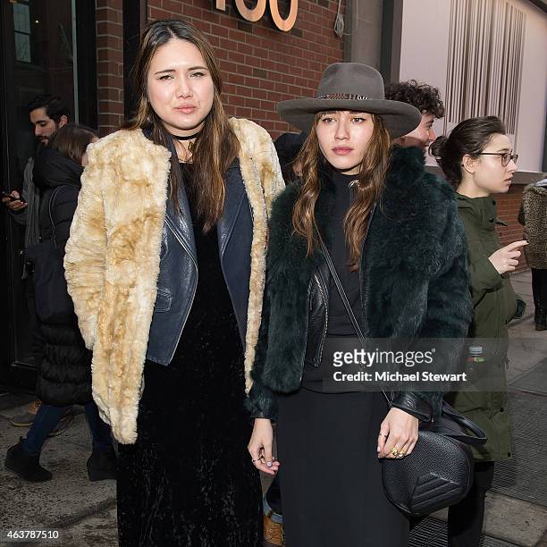 Dyland Suarez and Natalie Suarez seen arriving for the Jeremy Scott fashion show during MADE Fashion Week at MILK Studios on February 18, 2015 in New...