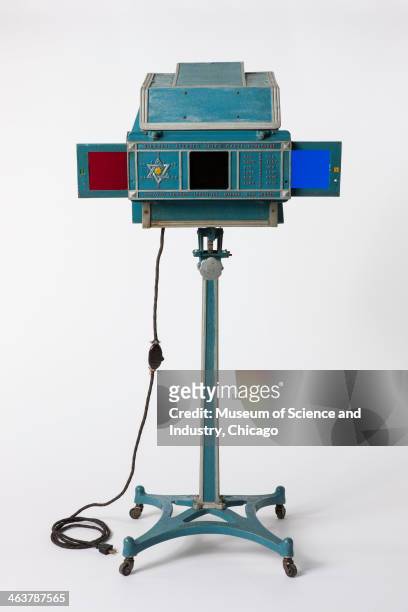 An image of a Spectro-Chrome medical device invented by Dinshah Ghadiali circa 1925 to treat and cure diseases and maladies through color light...