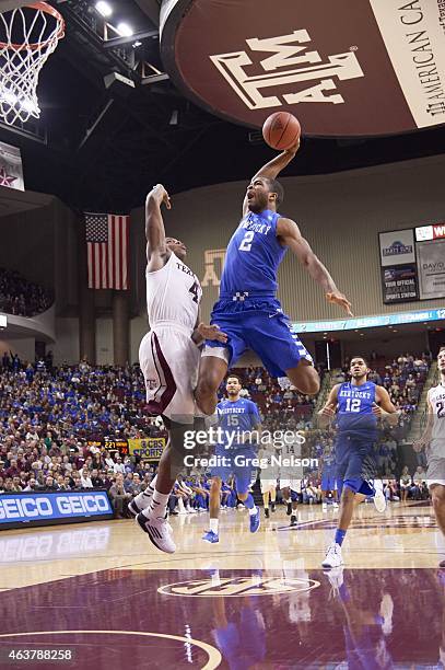 Kentucky Aaron Harrison in action vs Texas A&M Tavario Miller at Reed Arena. College Station, TX 1/10/2015 CREDIT: Greg Nelson