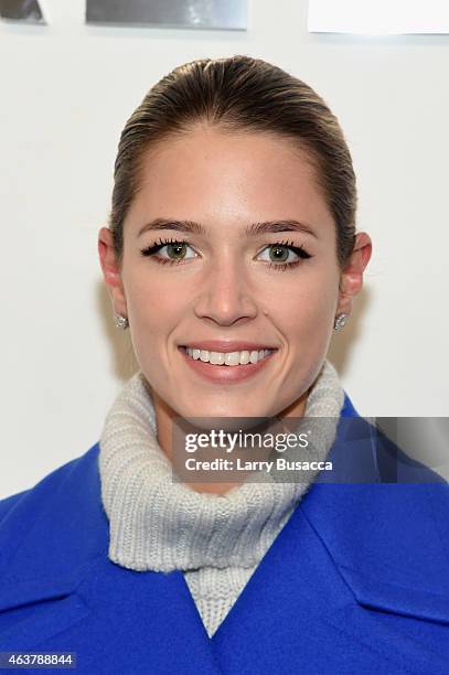 Helena Bordon is seen backstage at the Michael Kors fashion show during Mercedes-Benz Fashion Week Fall 2015 at Spring Studios on February 18, 2015...