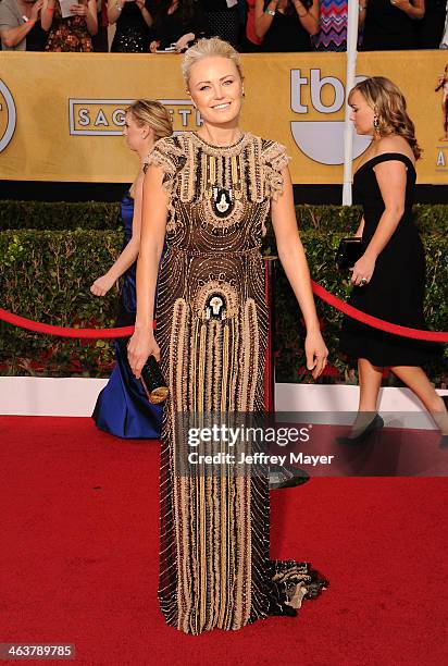 Actress Malin Akerman arrives at the 20th Annual Screen Actors Guild Awards at The Shrine Auditorium on January 18, 2014 in Los Angeles, California.